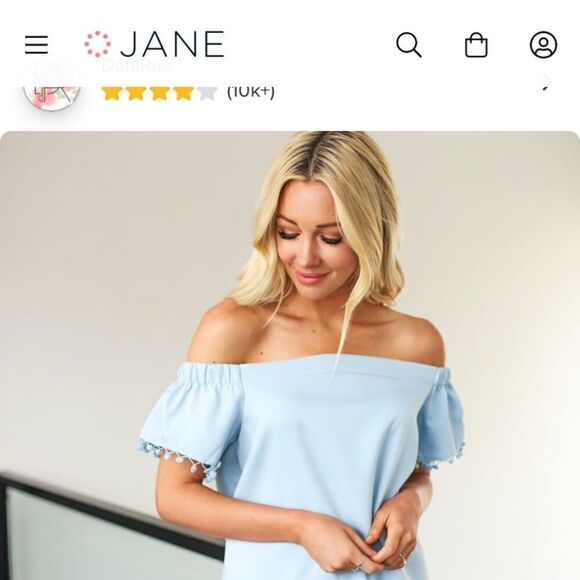 Jane Pom Trim Summer Light Blue Top - Picture 8 of 8